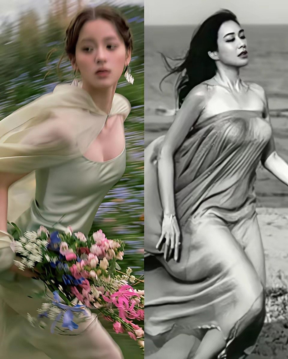 美女果然都是相似的，欧阳娜娜和钟丽缇这两组照片好像啊，这身材绝了