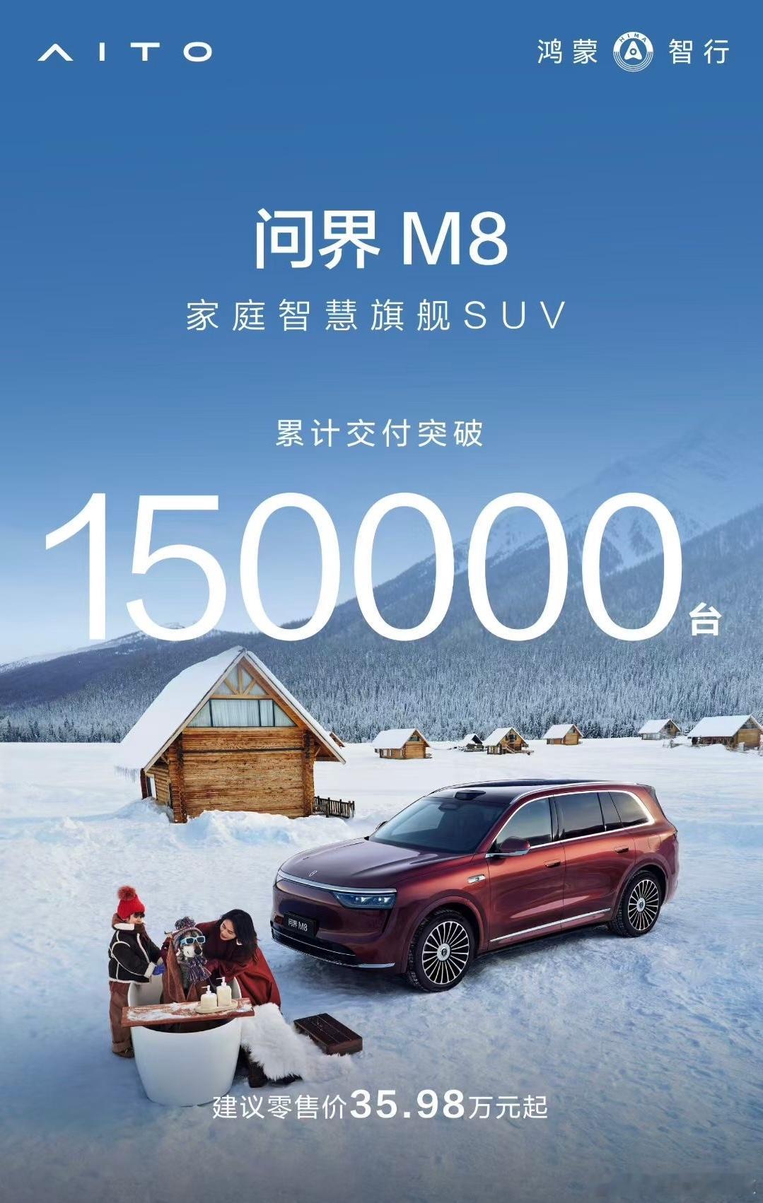 鸿蒙智行最新的两个成绩单，问界M8交付突破15万台；智界汽车12月