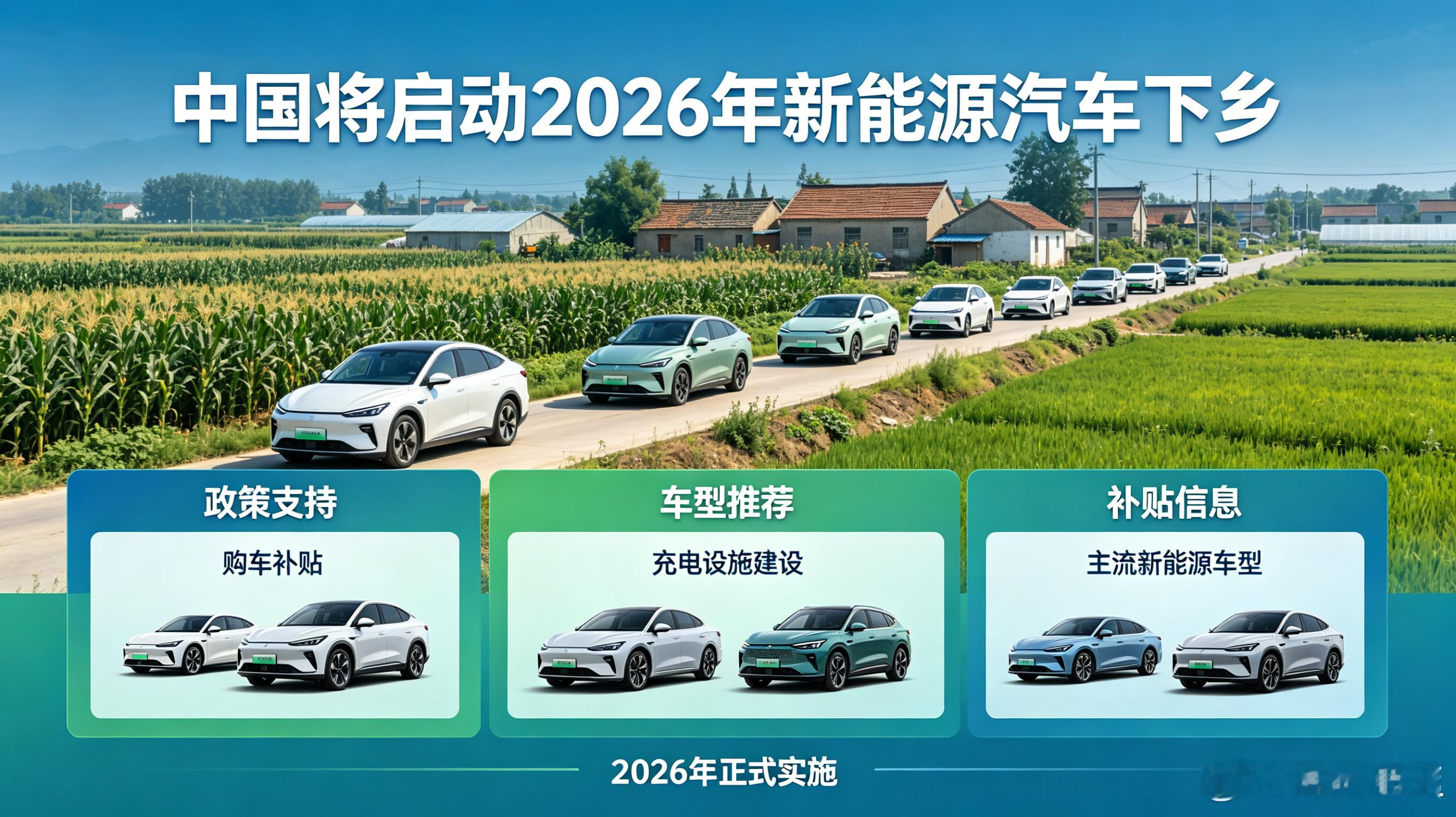 2026新能源汽车下乡即将启动五部门今日联合发文，新一轮新能源汽车下乡活动要来啦