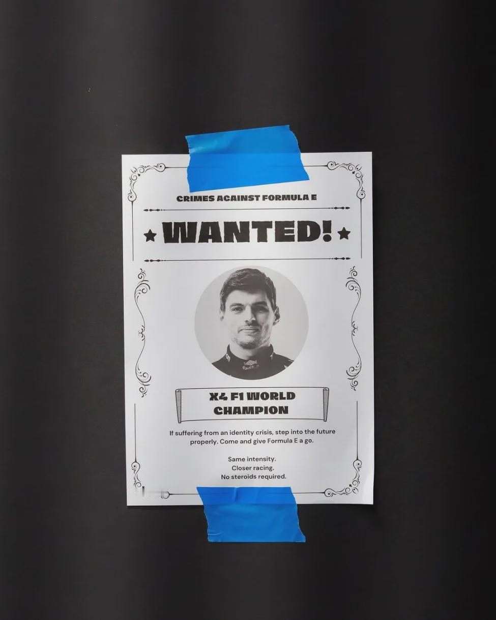 FE的Kiro车队在门口贴上了一张通缉维斯塔潘的海报罪名：反对FE内容：如果你正