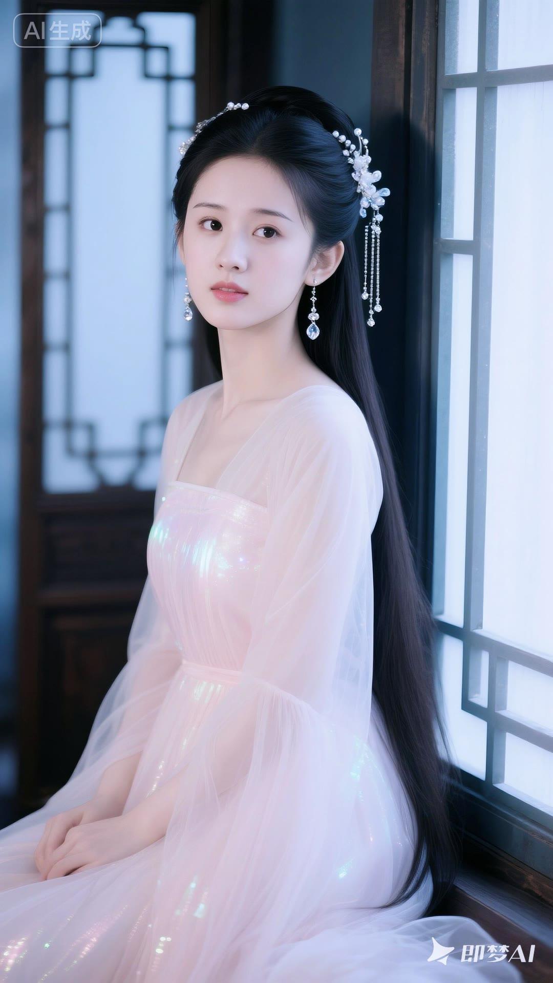 古典美人，轻纱薄衫，优雅动人。