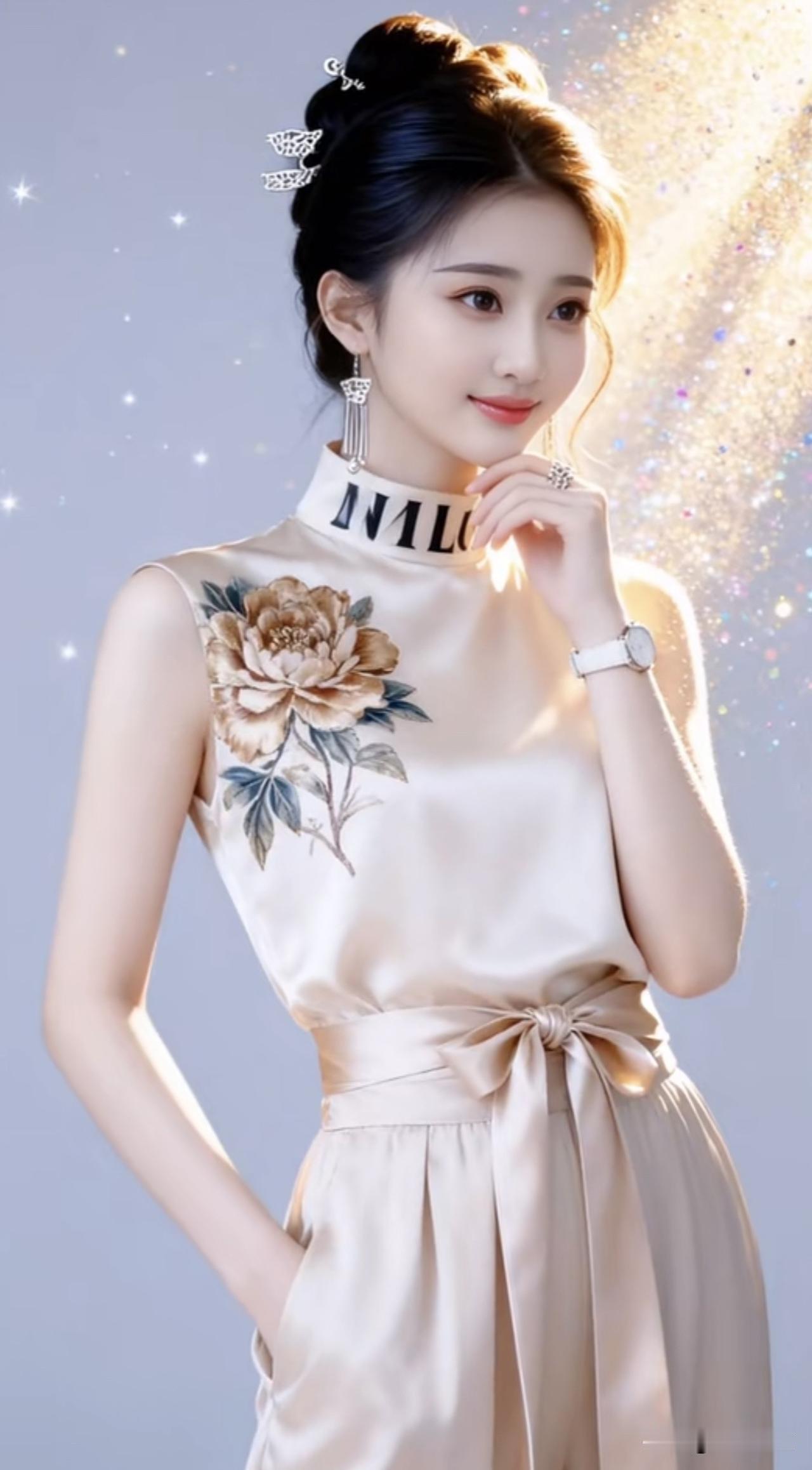 优雅气质，花艺刺绣旗袍，尽显东方韵味旗袍水墨风江南紫藤花旗袍旗袍手工刺绣江