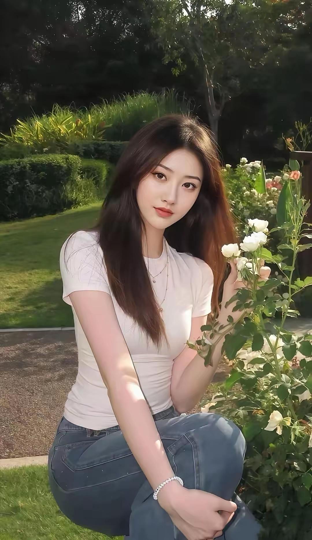 阳光下的少女与花丛的浪漫邂逅🌸✨