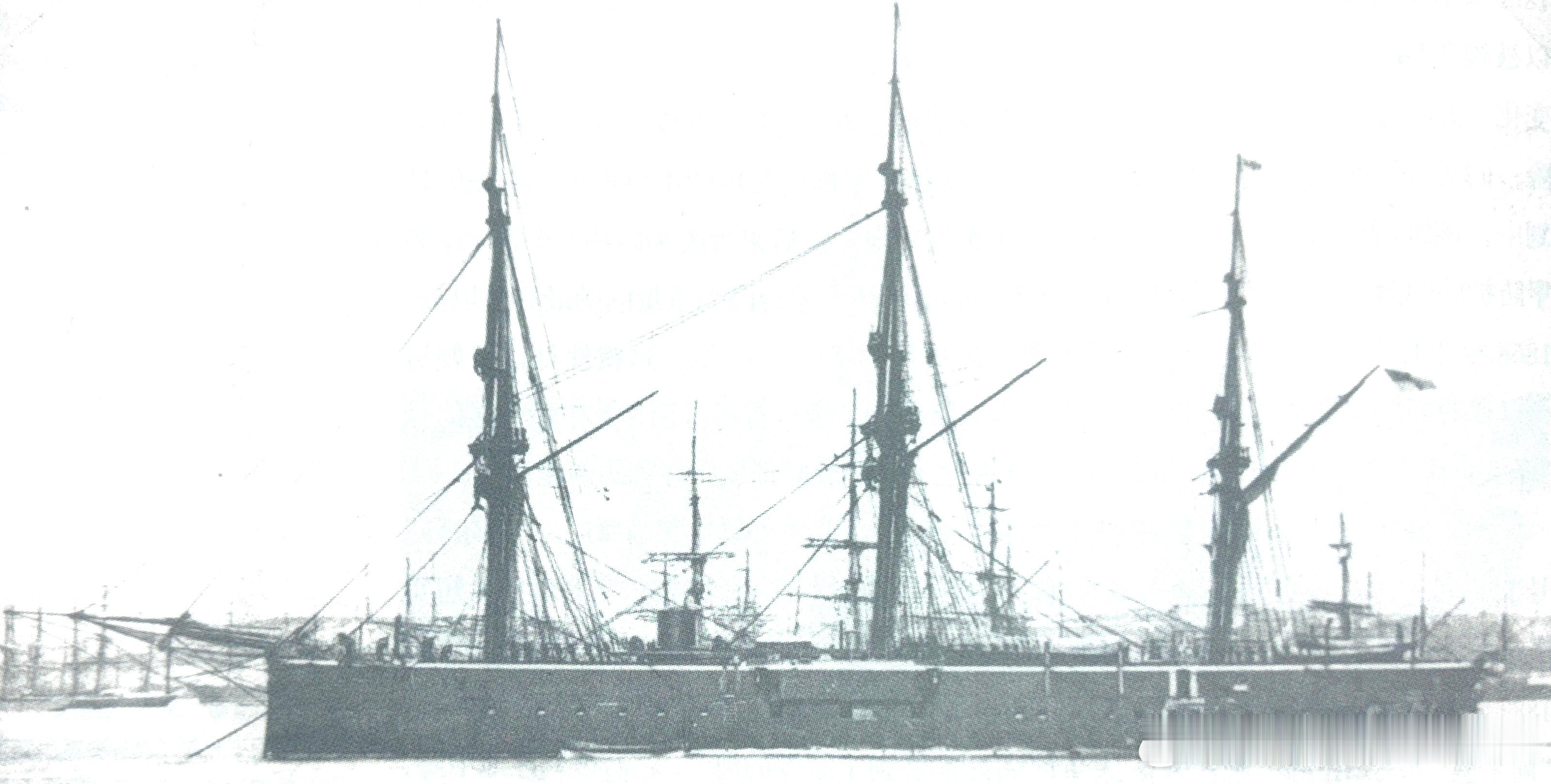 1870年9月10日服役的Audacious“大胆”号铁甲舰。该舰装备10门9英