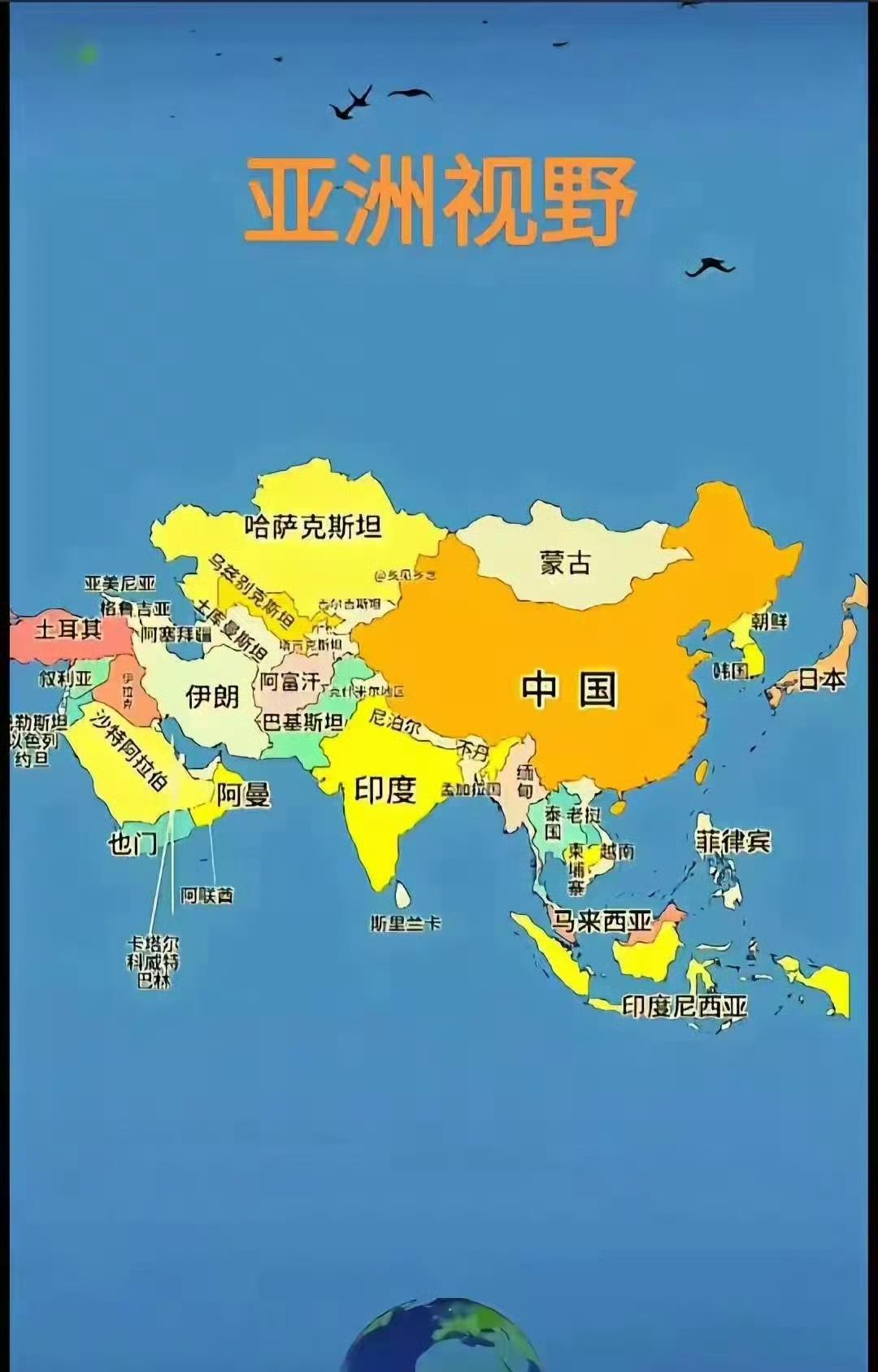 亚洲所有国家及地图:东亚：中国、日本、韩国、朝鲜、蒙古。东南亚：越南、老