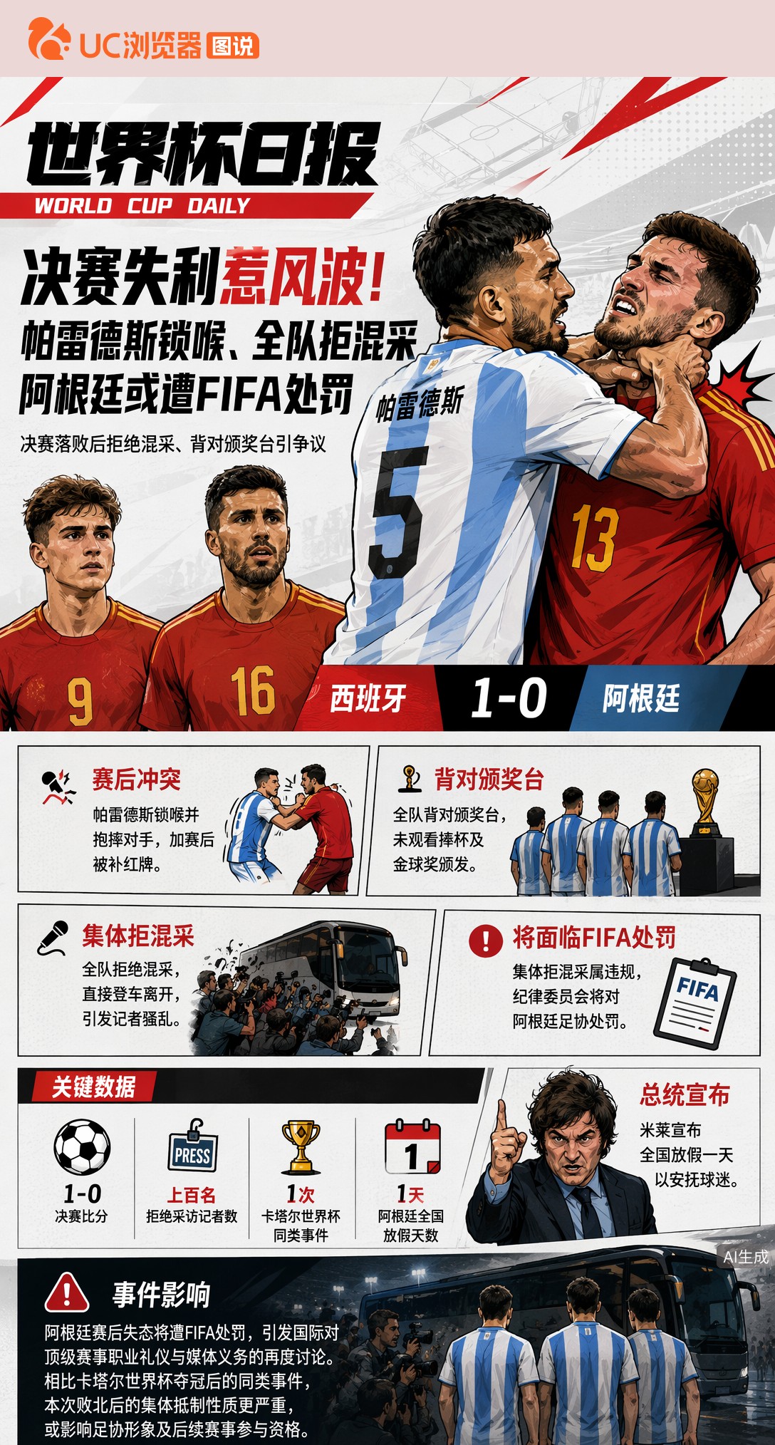 决赛失利惹风波！帕雷德斯锁喉、全队拒混采，阿根廷或遭FIFA处罚