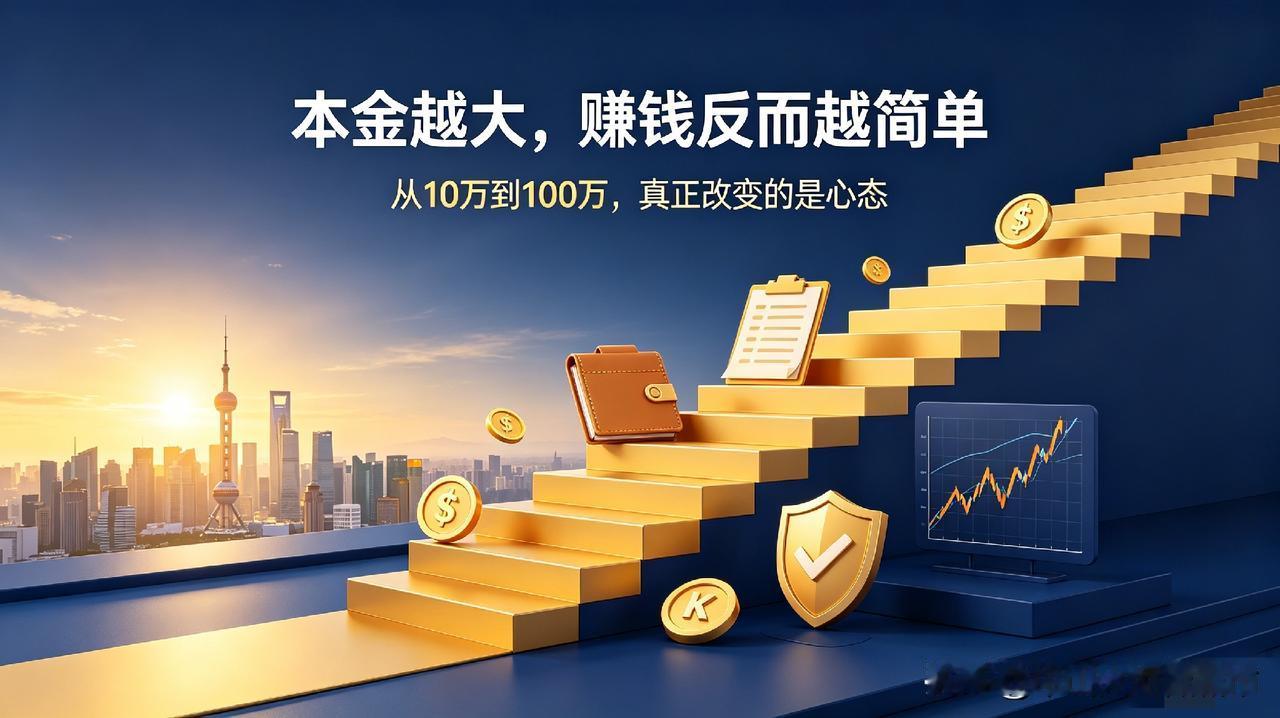 炒股到100万才懂：本金越大，赚钱反而越简单很多人炒股，一开始目标只有一个