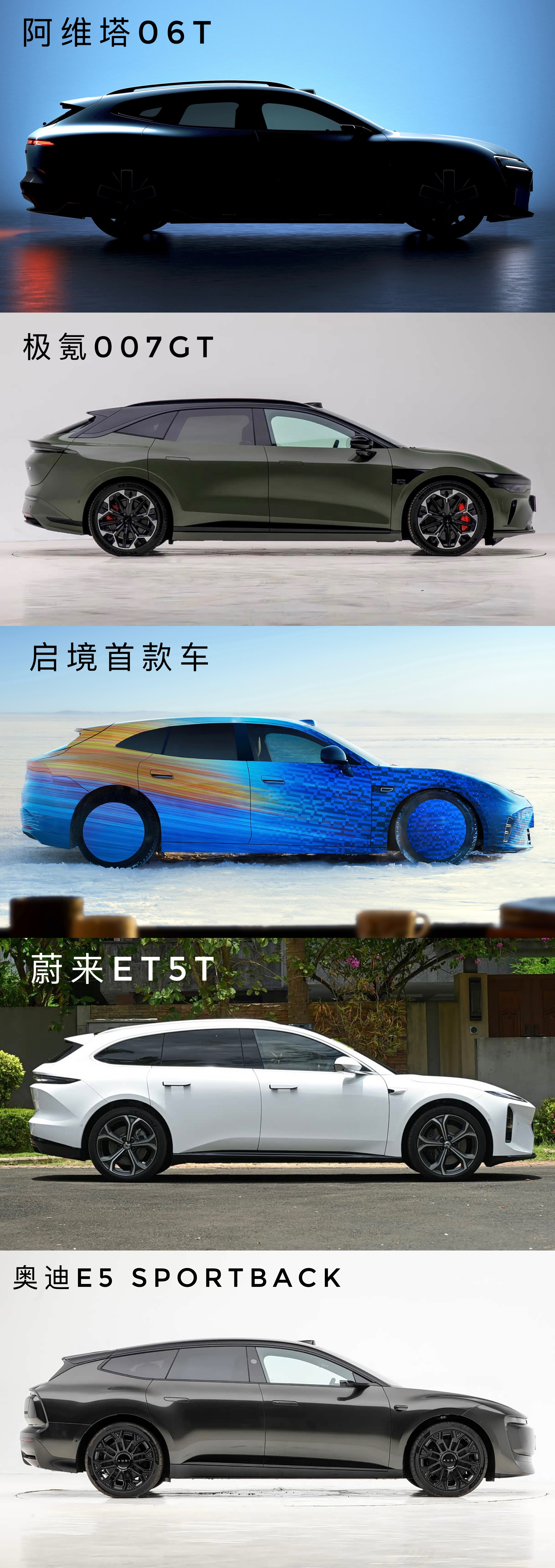 刚才阿维塔也公布了他家旅行车的侧面造型，相比市场上在售或即将上市的竞品，大家觉得