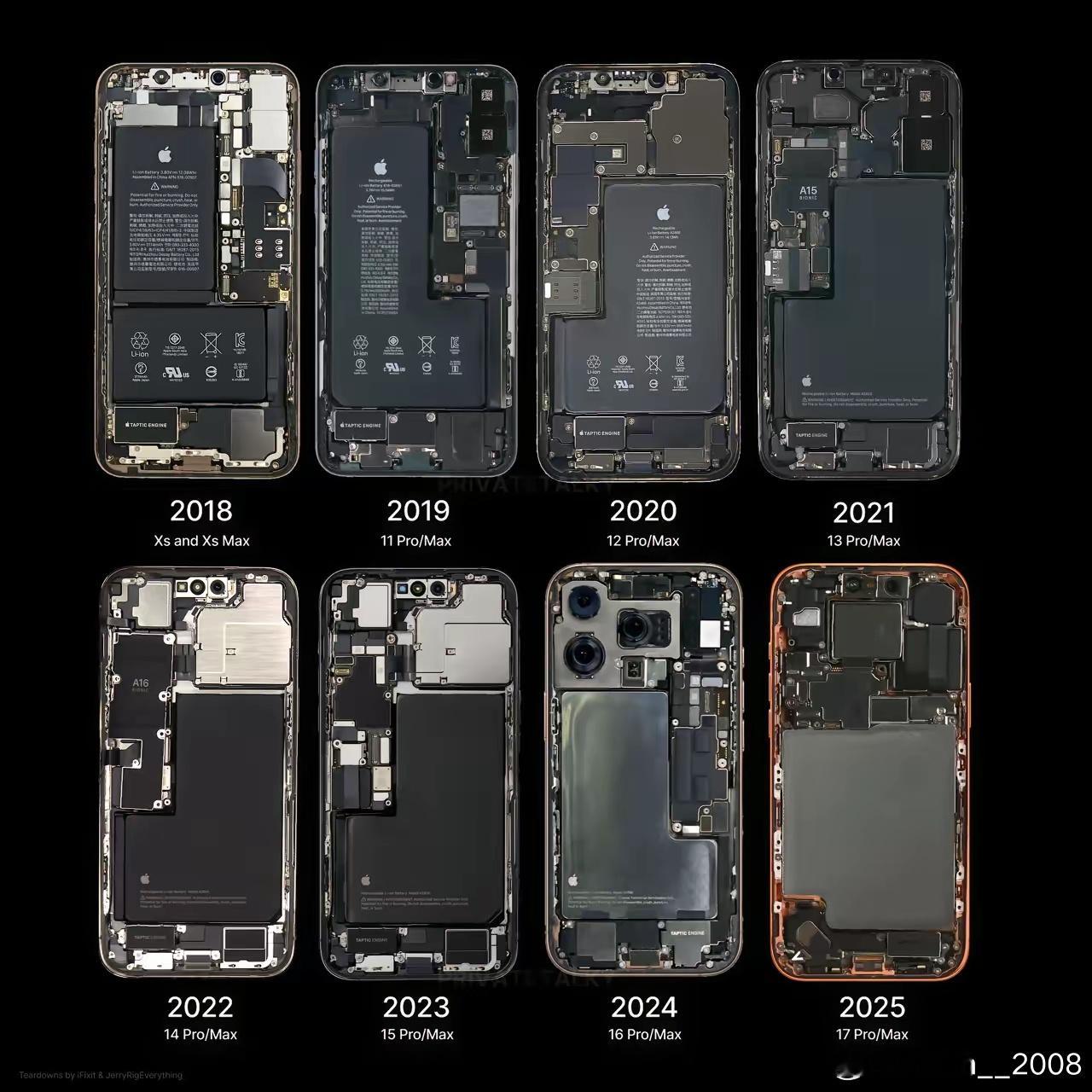 苹果手机内部，近八年的演化，做工确实精致​​​