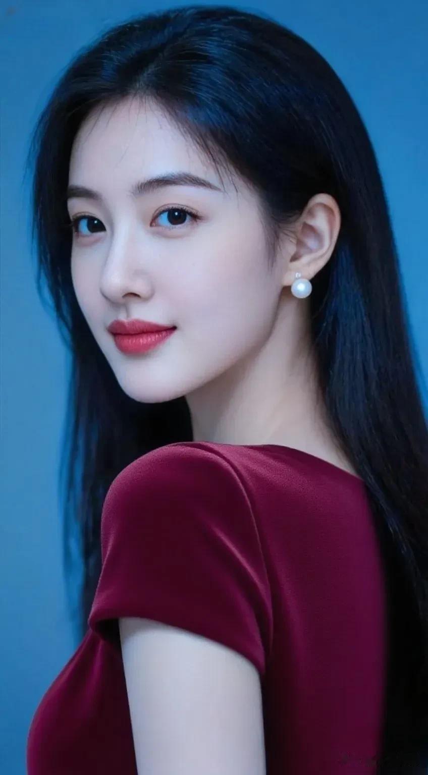 酒红与冷蓝相拥，温柔自有万种风情东方冷艳美人酒红系穿搭