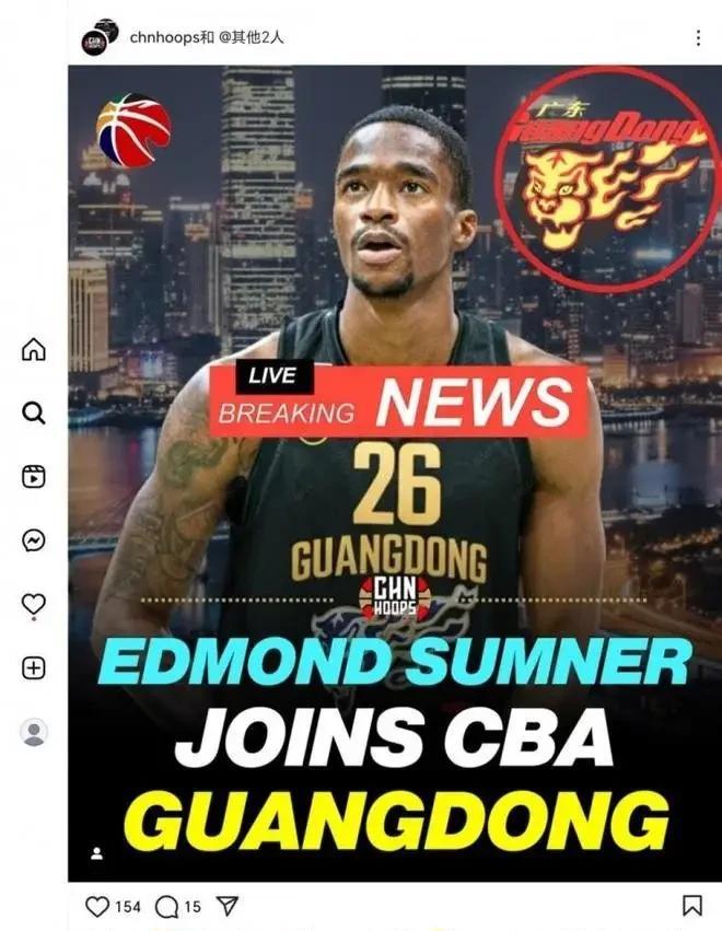 萨姆纳真的非常希望加盟广东队[大笑][大笑][大笑]萨姆纳不仅多次自宣加盟广东