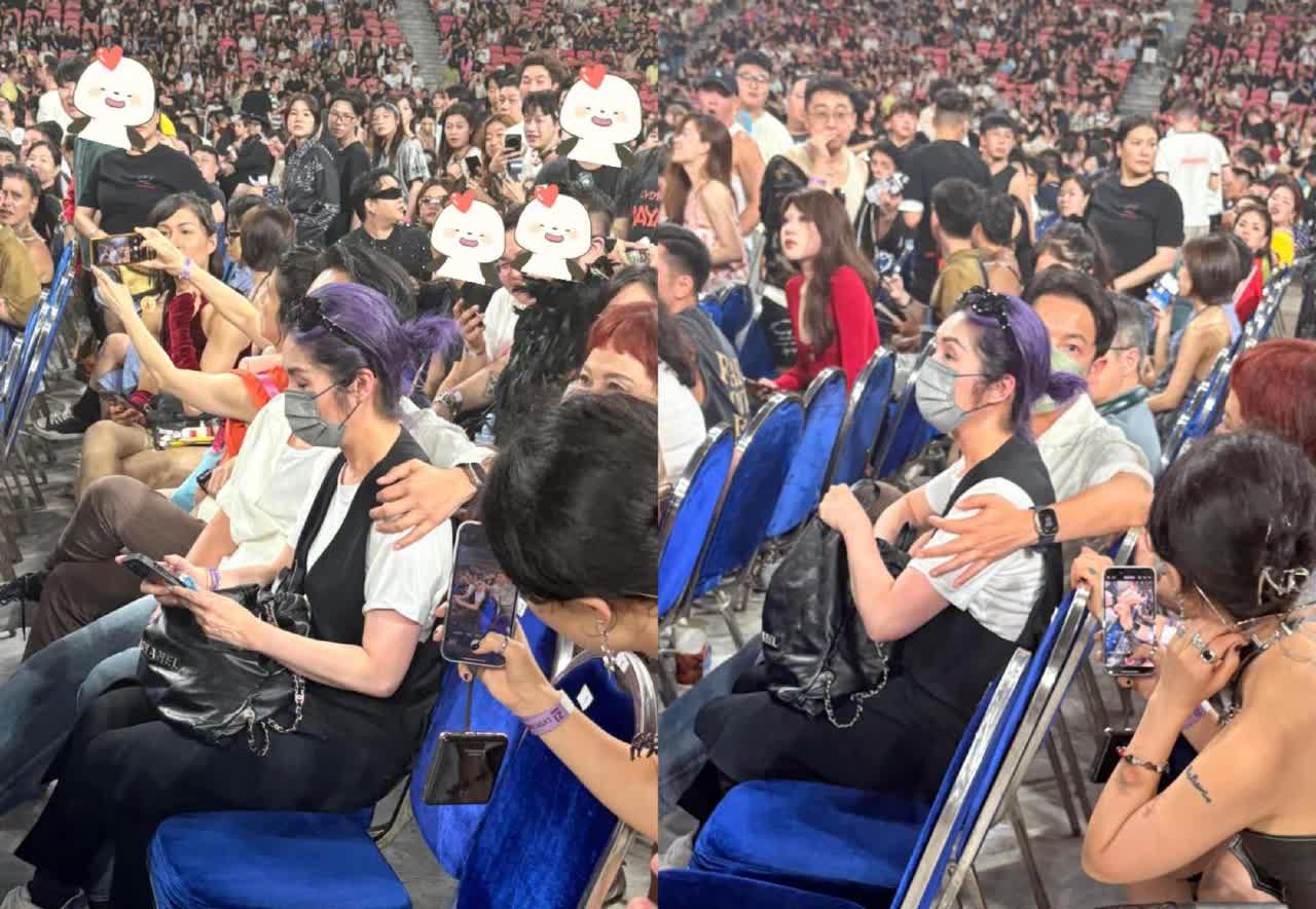 杨千嬅现身ladygaga演唱会。杨千嬅也去看gaga演唱会，网友就坐在她旁边，
