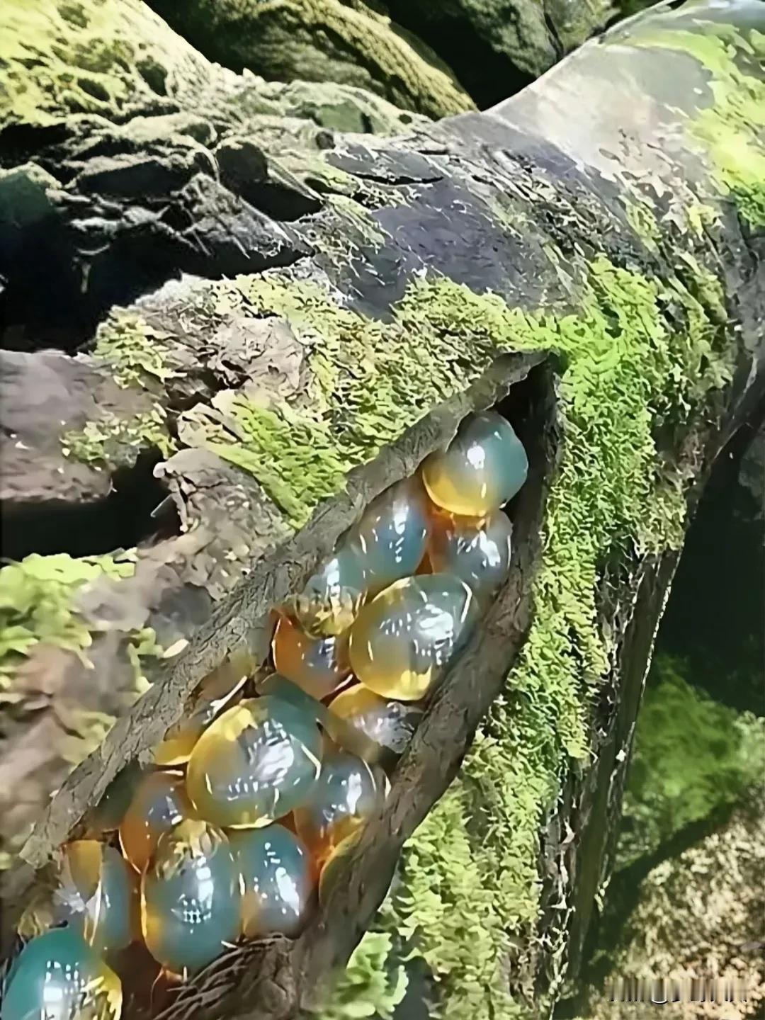 山上枯树长出了一堆神奇的生物，像萤火虫一样还会发亮，十分神奇，不知道这是什么东西