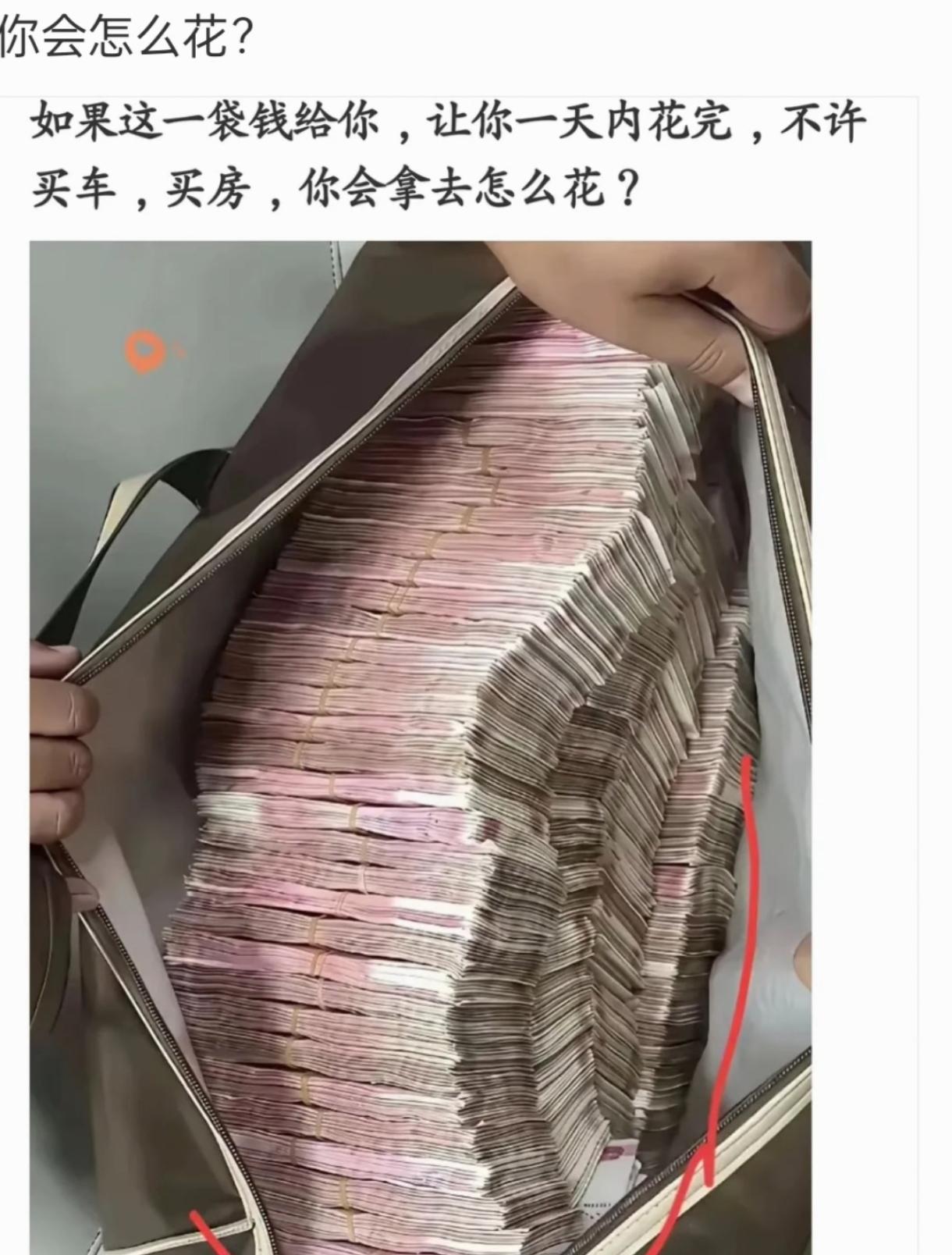 雇我妈，给我洗衣服，给一百万雇我爸，给我擦车，给一百万雇我奶，跳广场舞，给一