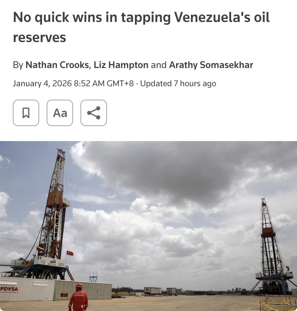 外媒：开发委内瑞拉石油储备无速胜之策委内瑞拉拥有全球最大石油储量，但过去几十