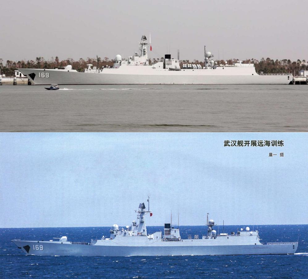 以后的定位是护卫领舰吗？改装前后的052B驱逐舰同角度对比。舰体和燃气轮机动力