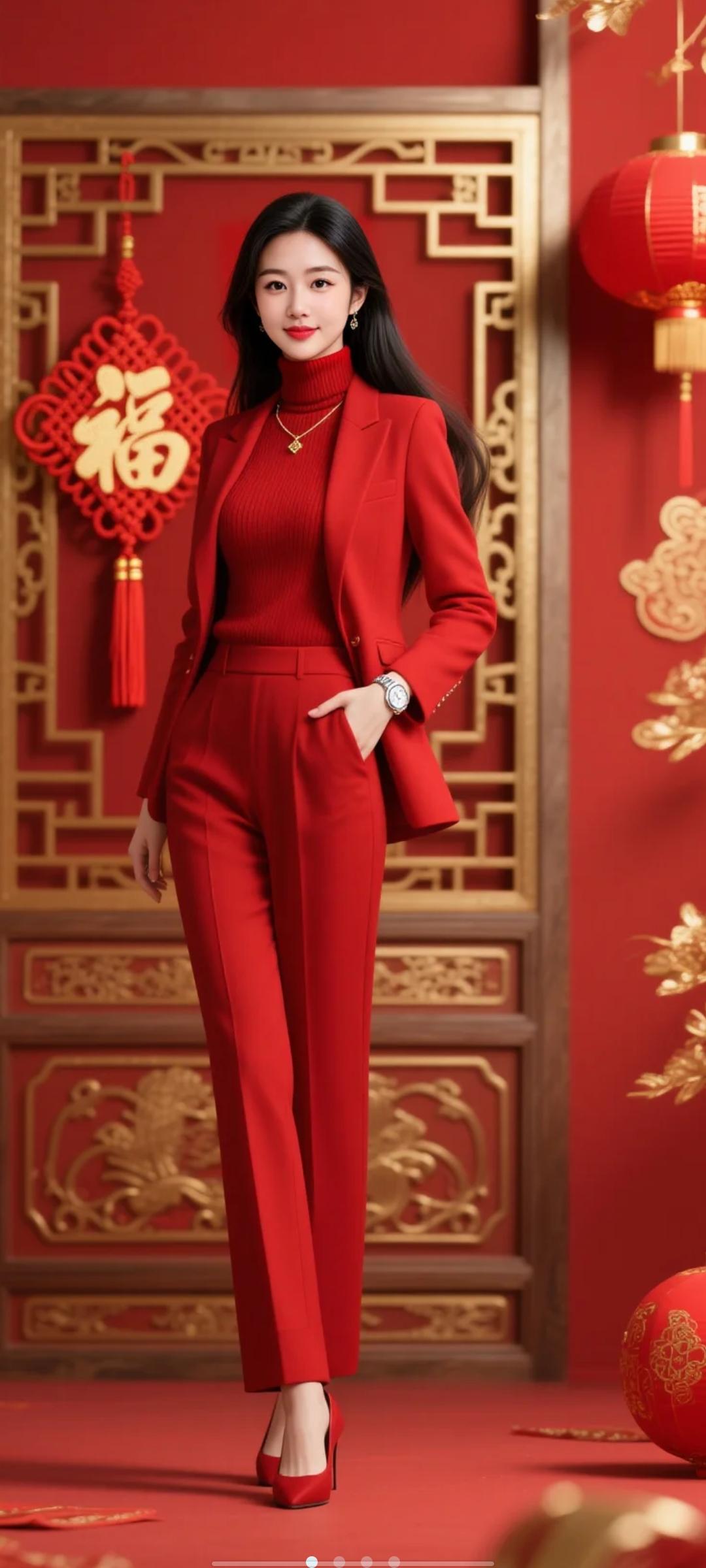 白色：最显白、提气色的组合。无论是白裤、白裙还是白色内搭，都能让玫红显得干净利落