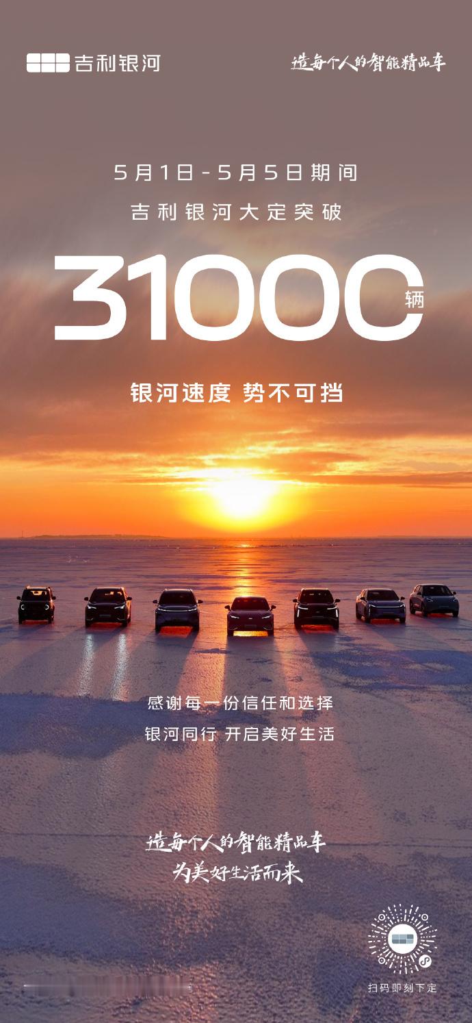 吉利银河真的好猛，五一假期期间，大定3.1万辆。所以说，好的产品肯定会得到消