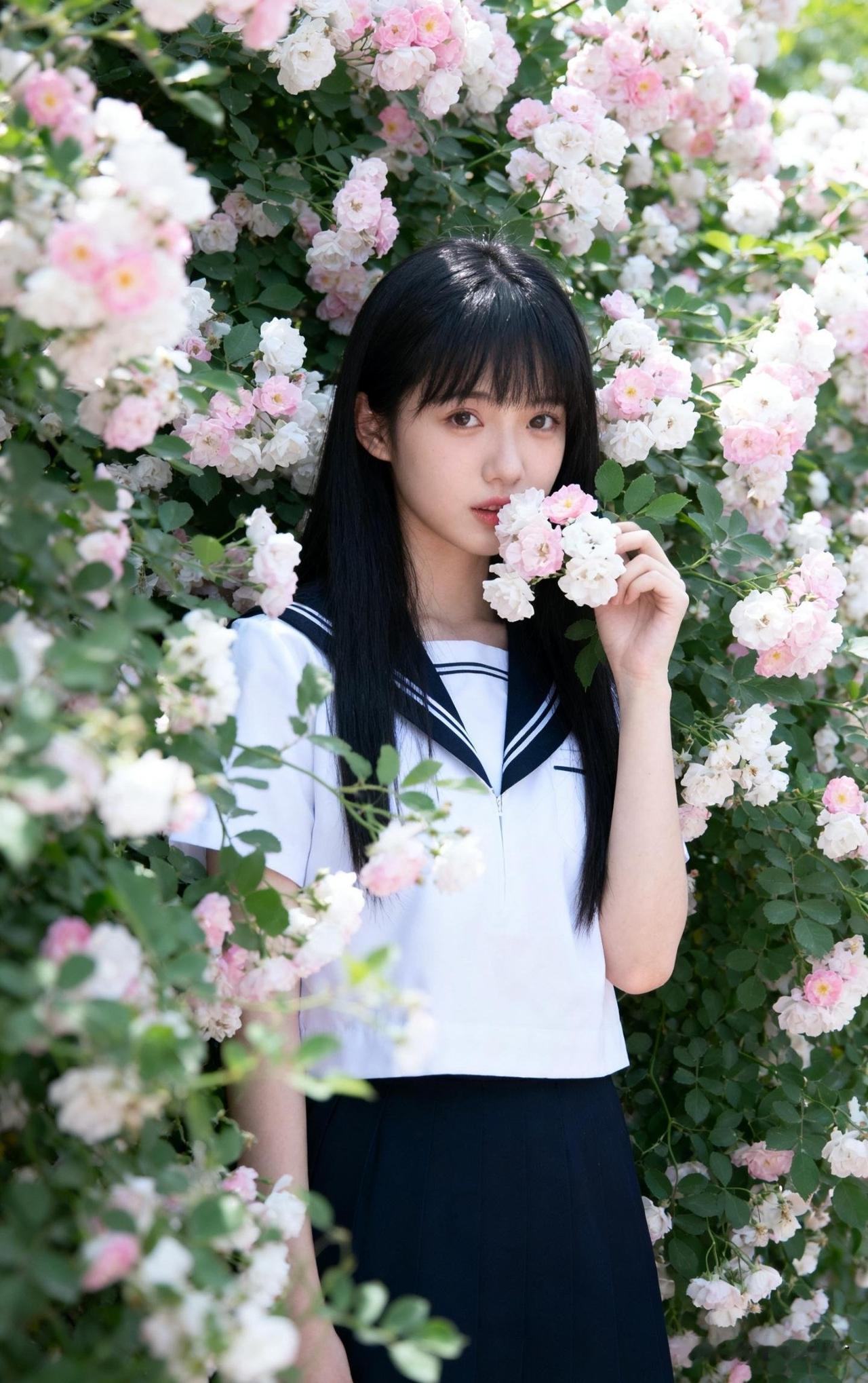 花间美人笑，春风满面来。
