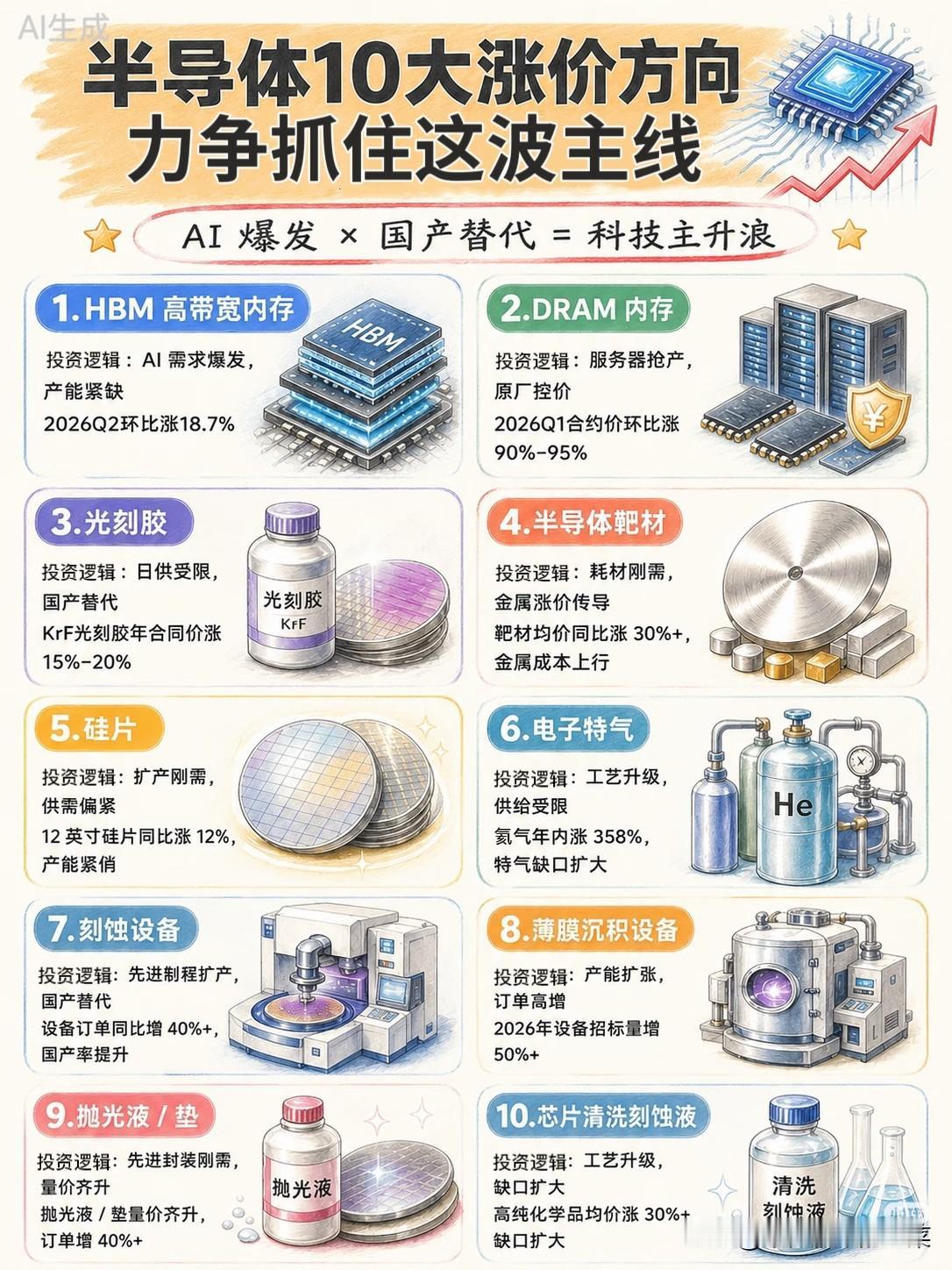 半导体“涨价潮”来袭！10大主线集体躁动，谁是下一个翻倍黑马？当AI算力还