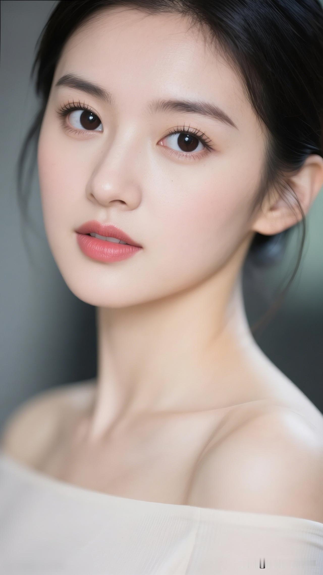 温柔甜美的少女，白皙肌肤，自然妆容，散发着优雅的气质。少女感满满的女明星,你最喜