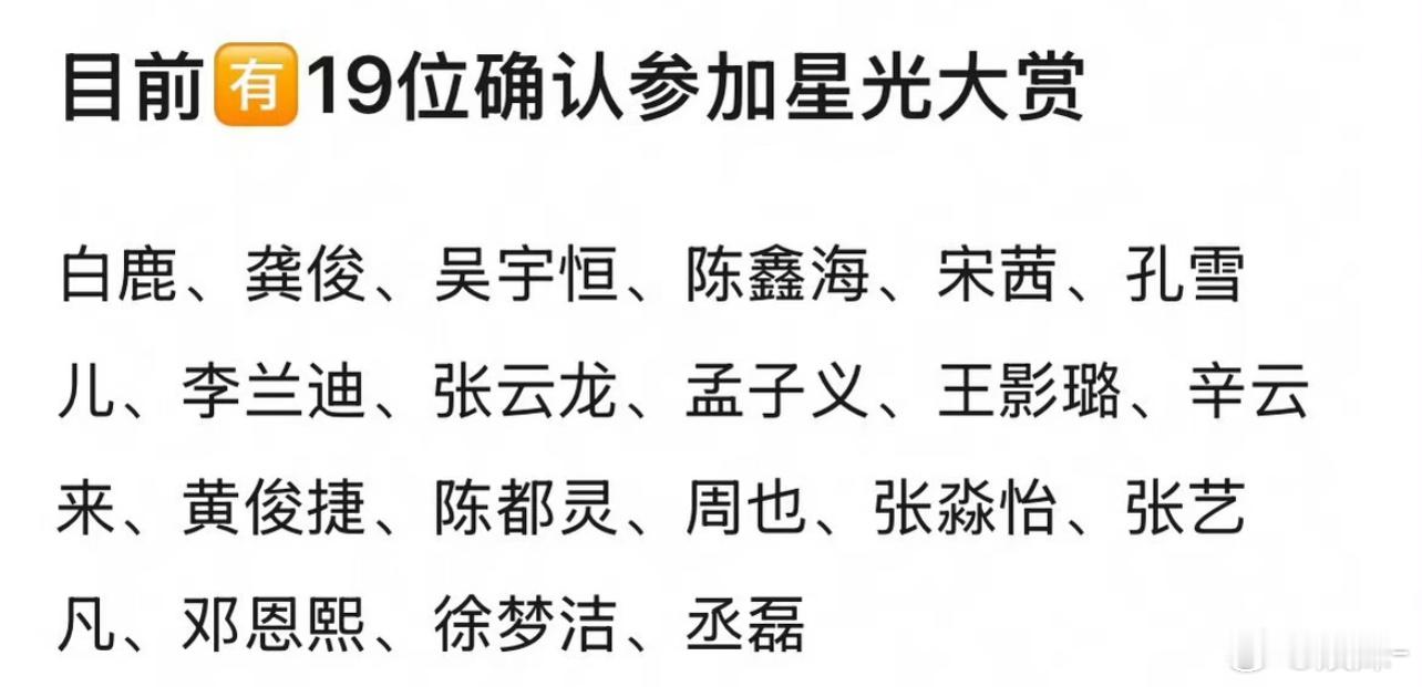 腾讯视频星光大赏就目前传出来的阵容，真是一年不如一年，呃，比去年差远了，去年好歹