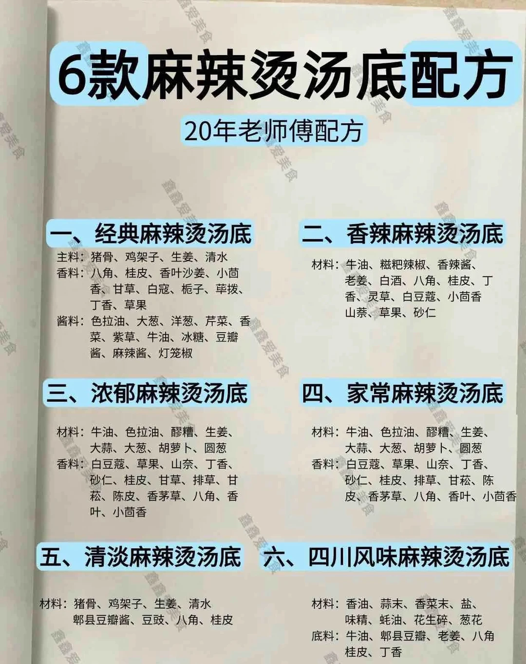 ㊙️六种麻辣烫汤底配方🍲摆摊创业简单易学🔥