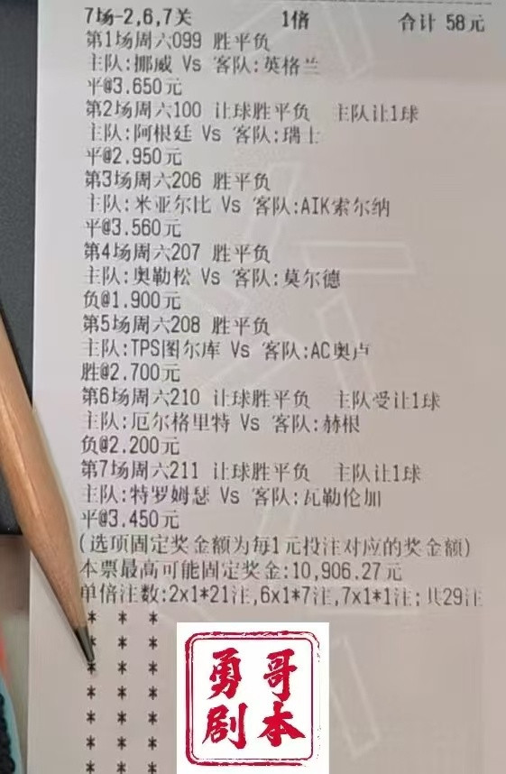 今日勇哥剧本，可参考！