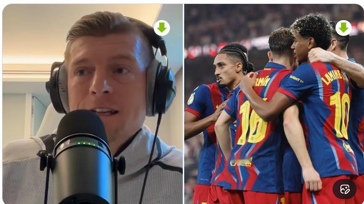 托尼克罗斯托尼老师评价西班牙国家德比说：“巴萨现在踢得是欧洲最有吸引力的足球之一