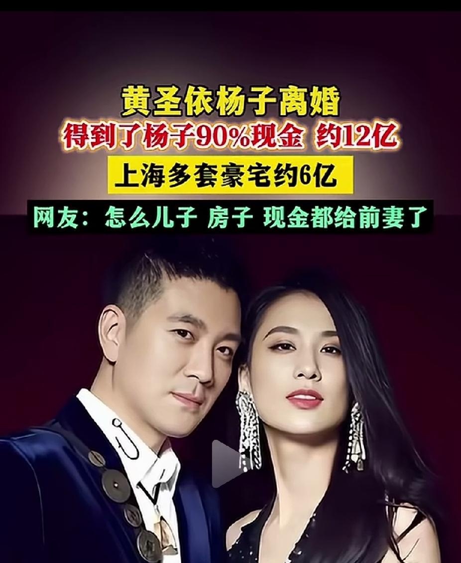 扬子变大方了？黄圣依扬子离婚了，黄圣依拿到了扬90%的现金和上海多套豪宅，共约1