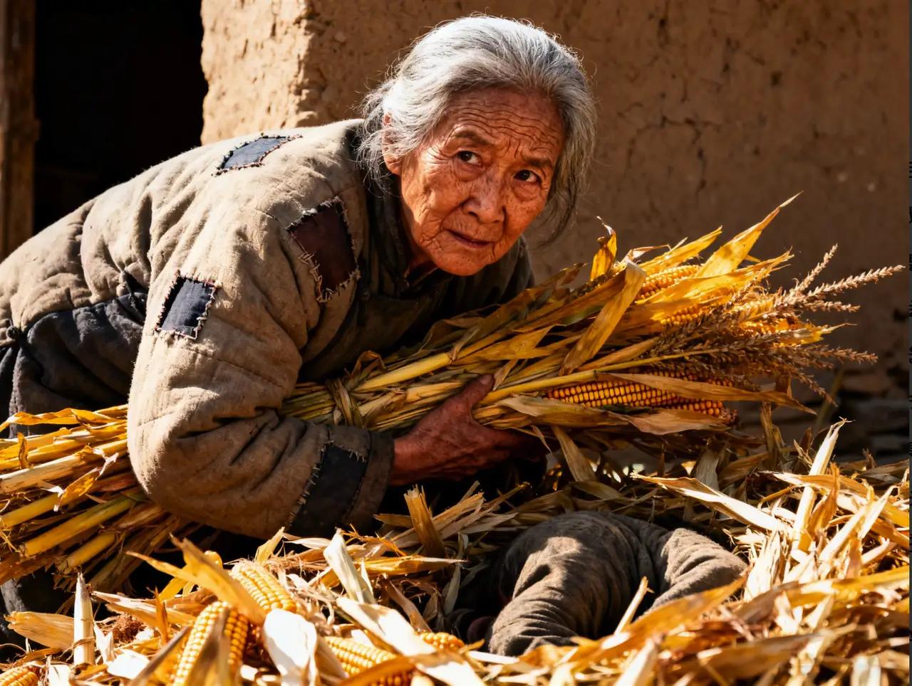 1947年，苏北，一名地下党被敌人围捕，村内一位老人，抱着一捆柴，带着她钻进秸秆