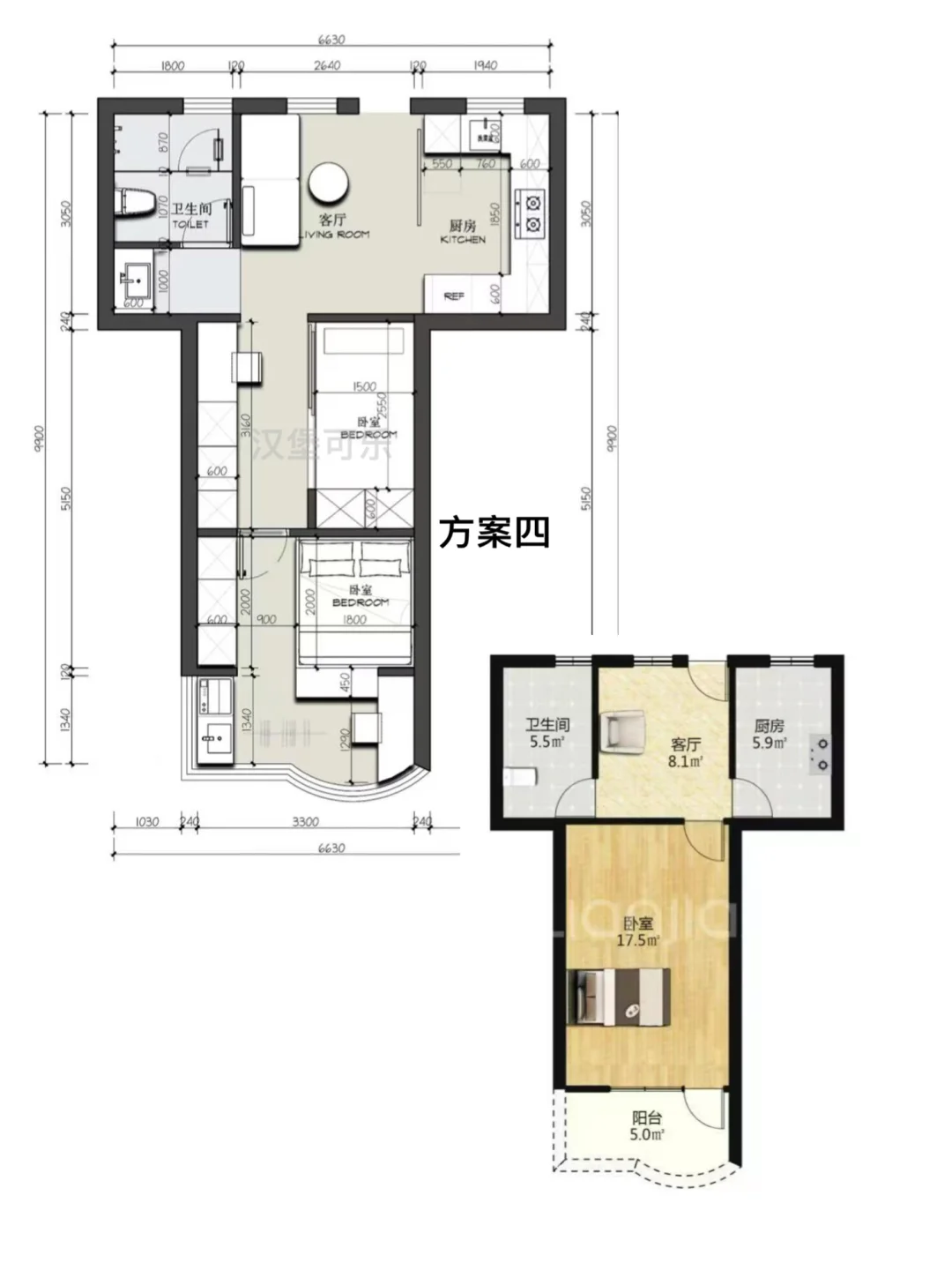 户型优化/小户型两室平面方案