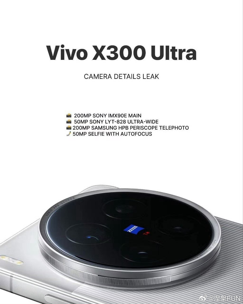 vivoX300Ultra相机细节泄露：200MP索尼IMX90E主摄
