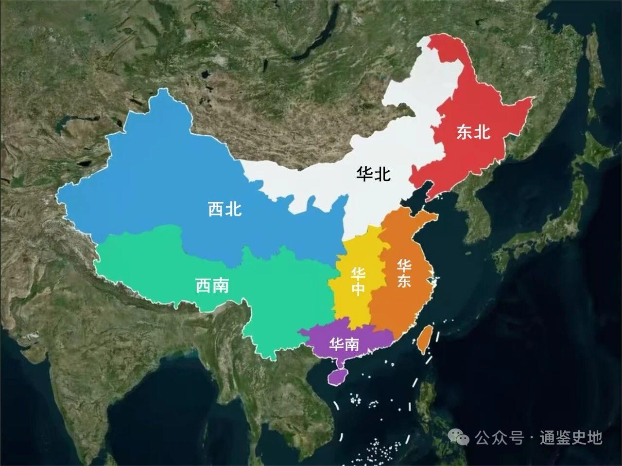 看看这张区划图，山东从地理上应属华北，但行政上又划为华东。山东是全中国定位