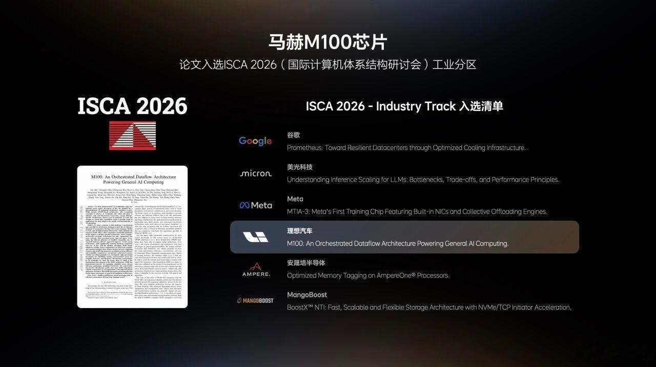 中国车企在这一领域还是第一次。理想汽车最近登上了全球计算机体系结构领域的顶级学术