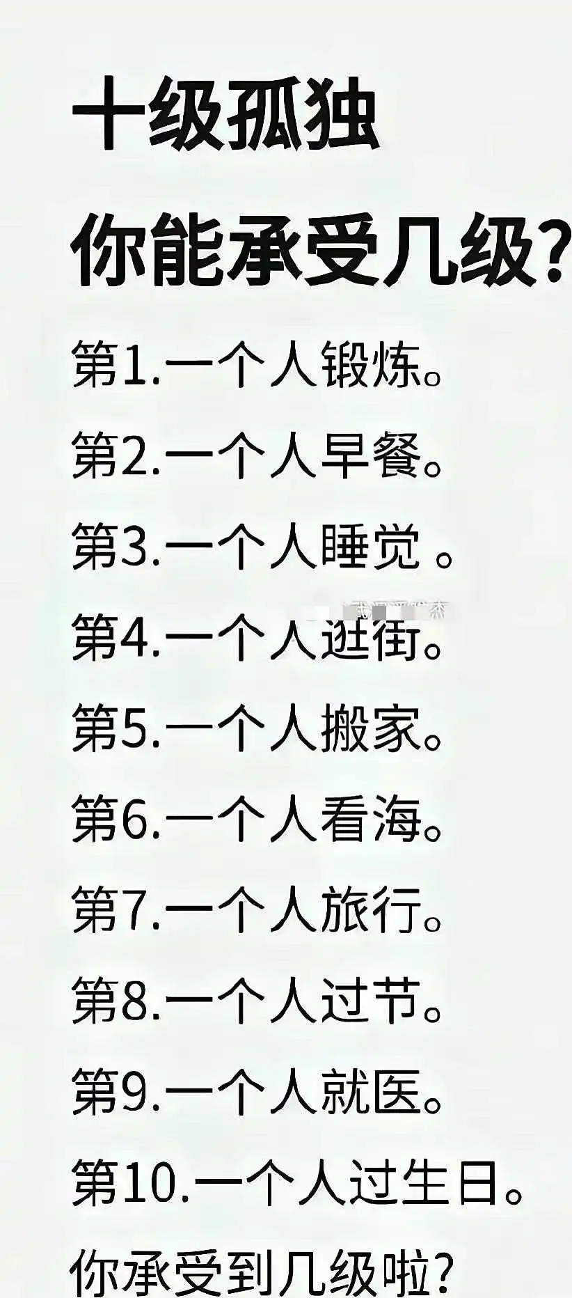 十级孤独，你能承受到几级？