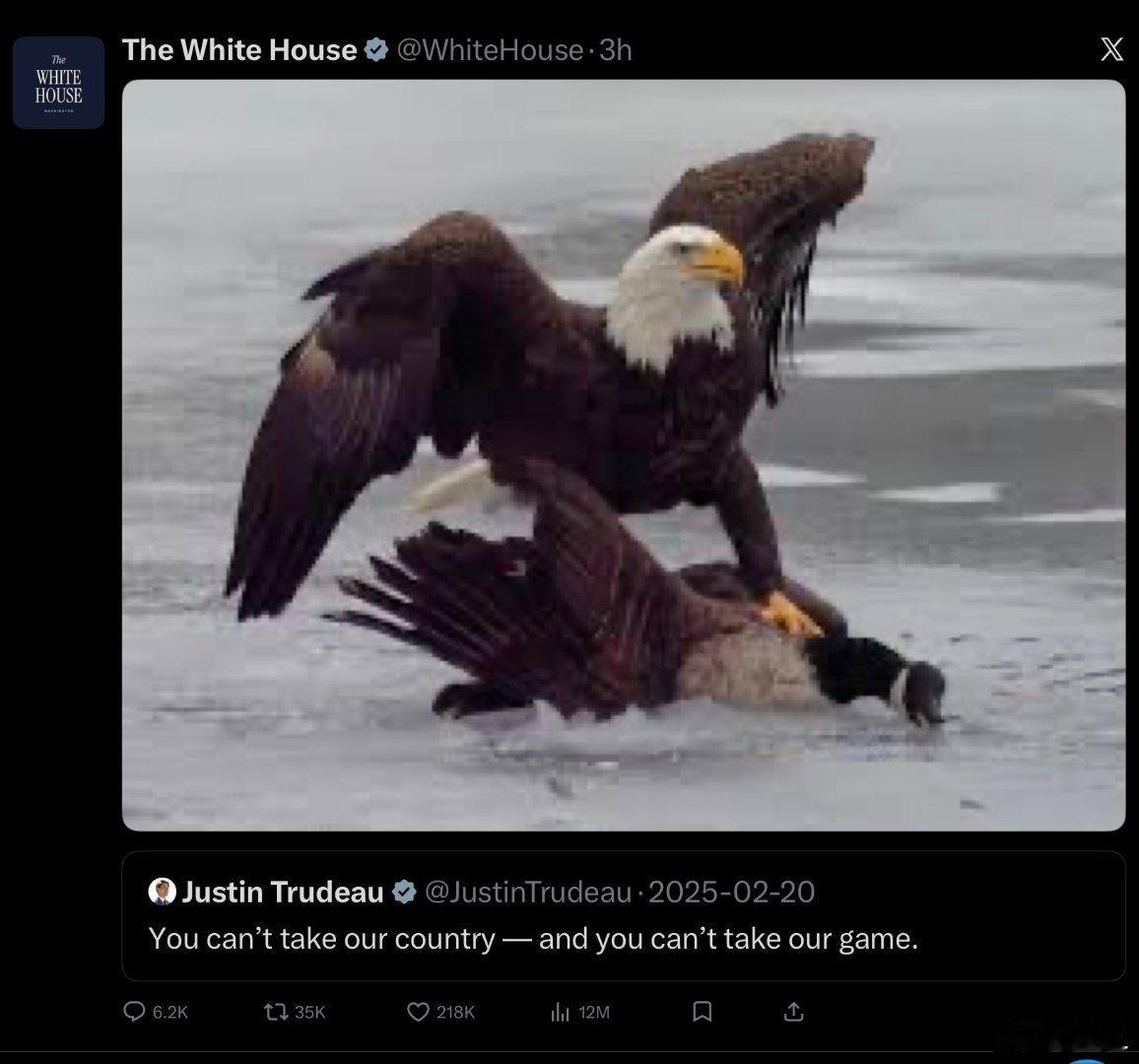 还是白宫会搞冬奥会美国冰球队2:1击败加拿大之后，美国白宫发了一张图，显示美国