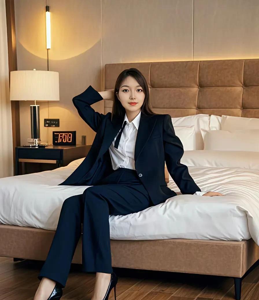 红妆美人卧锦衣华服映职场女强人，优雅坐卧，尽显自信风采！