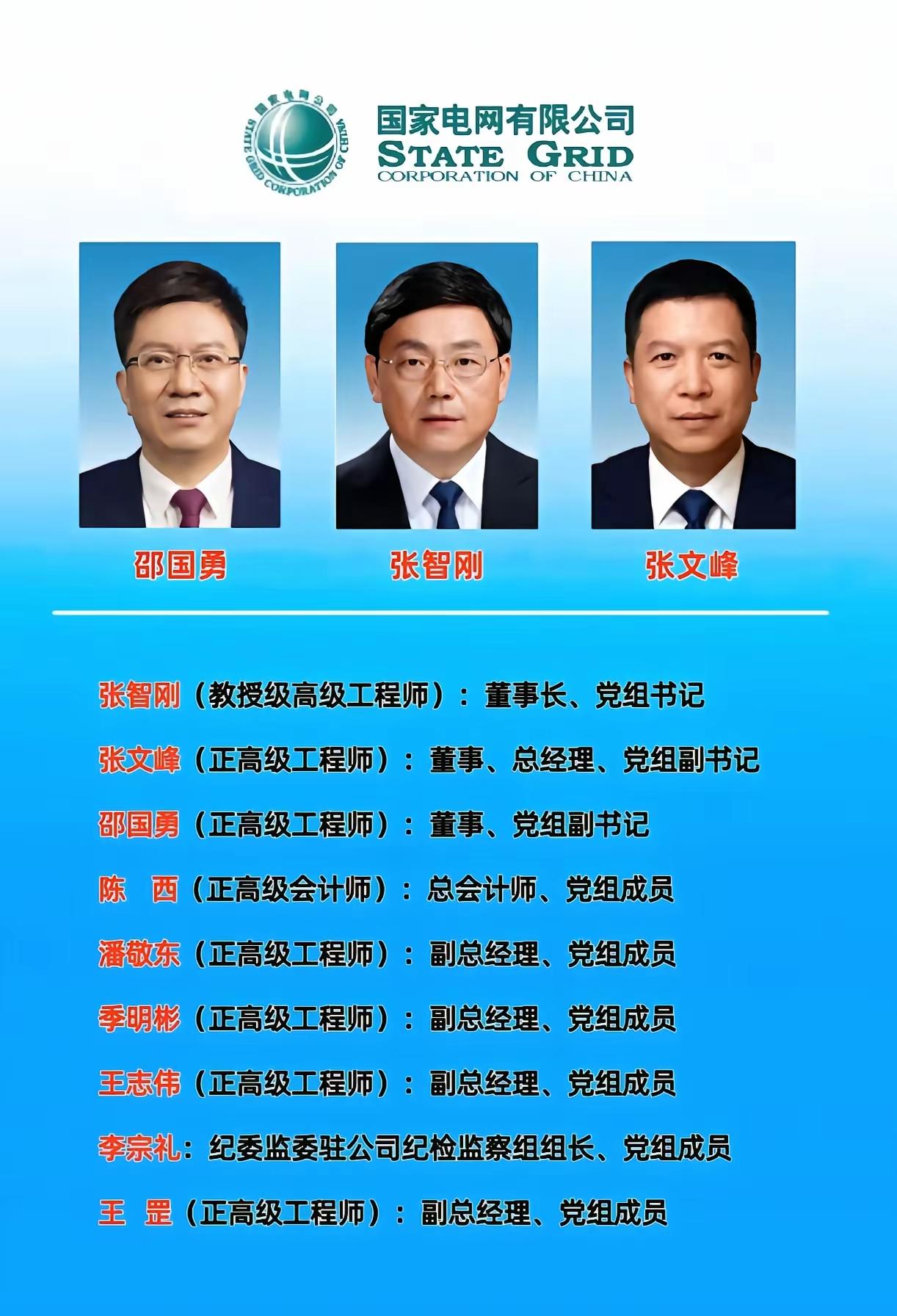 我说这是央企最懂技术的班子，应该没有人会反对吧，一共9个人的国家电网的领导班子，