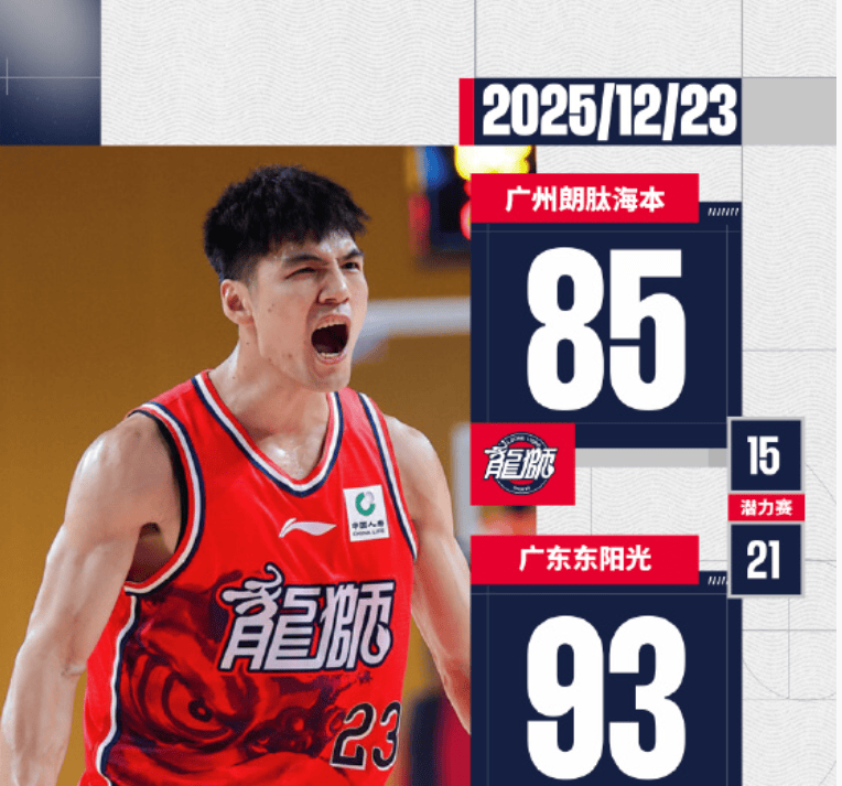 广州发布全场比分海报: 主场不敌广东, 无缘两连胜