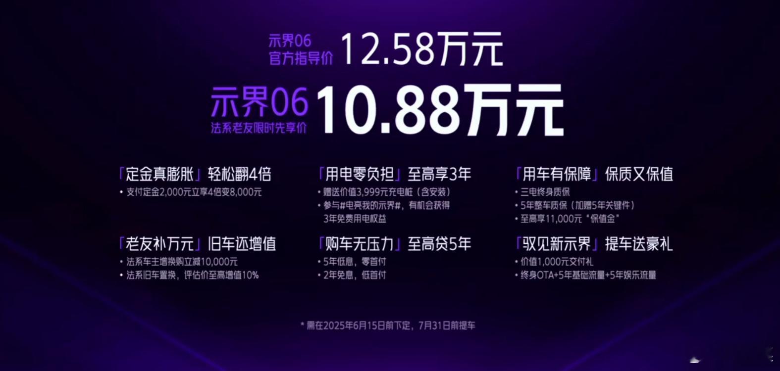 今天有一台新能源新车上市了，示界06，先说价格，官方售价12.58万元，限时优惠