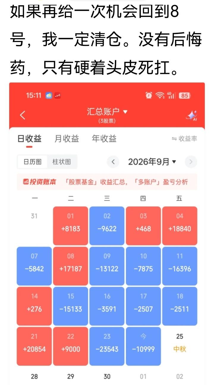 有一位网友在网上发文感慨：如果能够重来一次，回到8号那天，我一定会果断全部清仓离