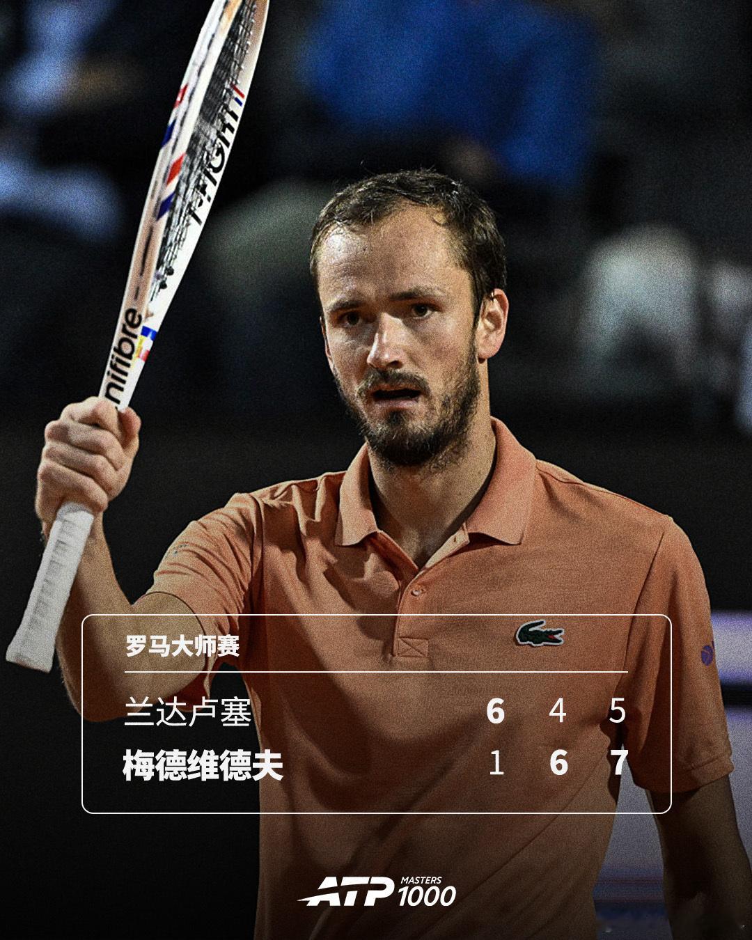 梅德维德夫逆转晋级四强💪ATP1000罗马大师赛1/4决赛，前赛会冠军梅德维