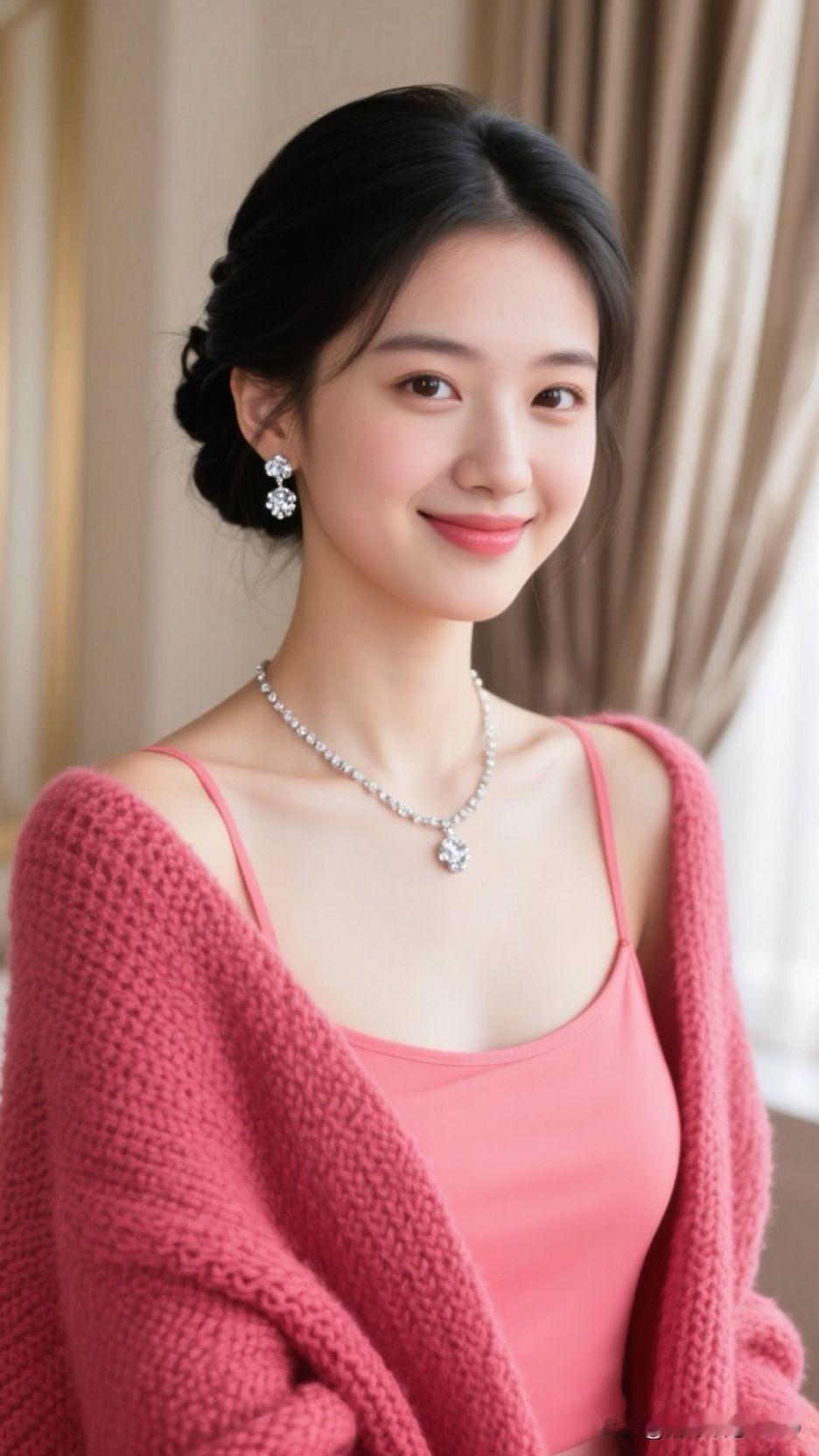 🌷暖粉为笺，银饰是晕开的月光纹，一笑间，连空气都漾着清冽又浪漫的香。繁花似锦