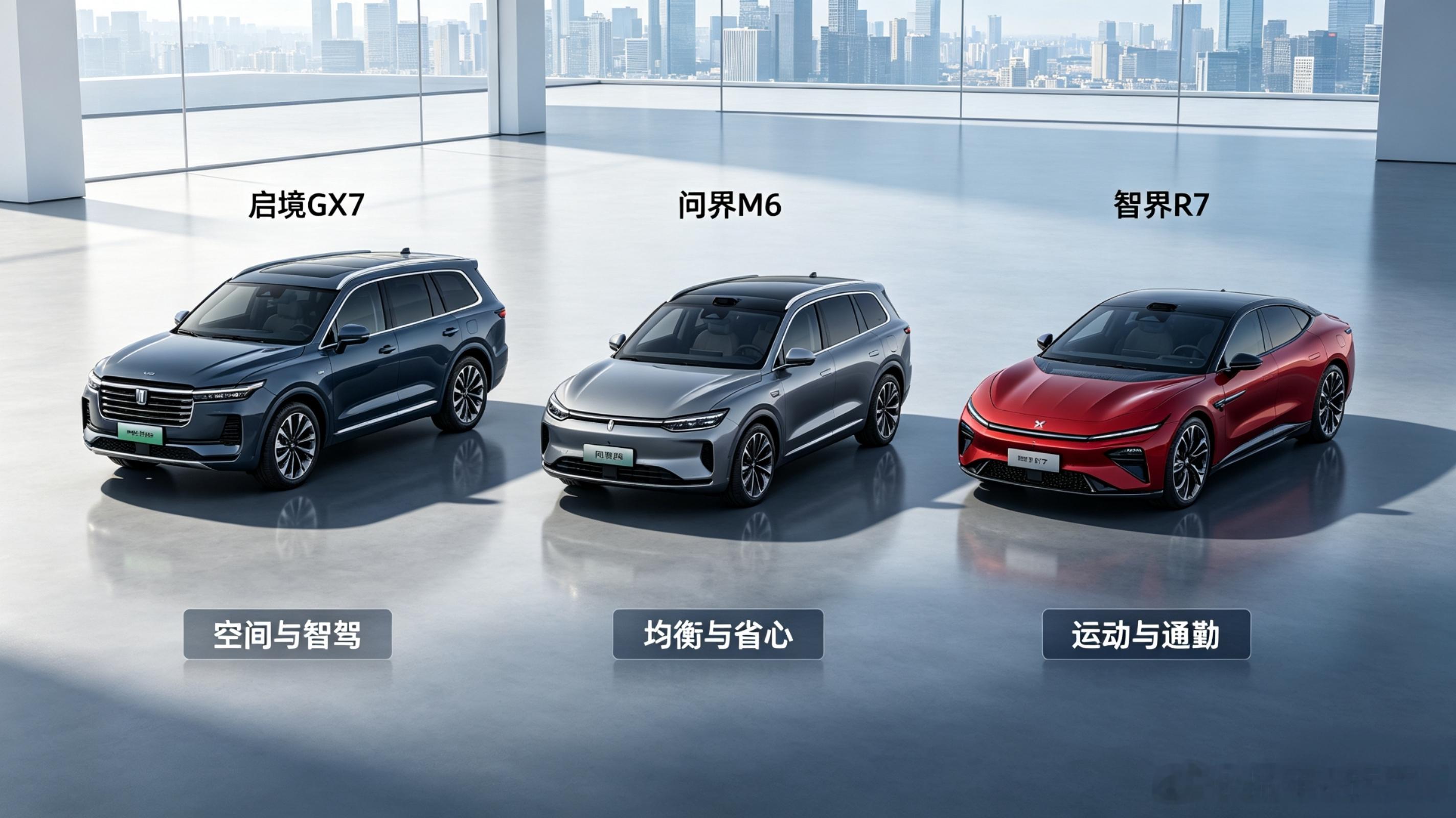 25万华为系大五座SUV，启境GX7/问界M6/智界R7你怎么选手握25万预算，启境GX7、问界M6