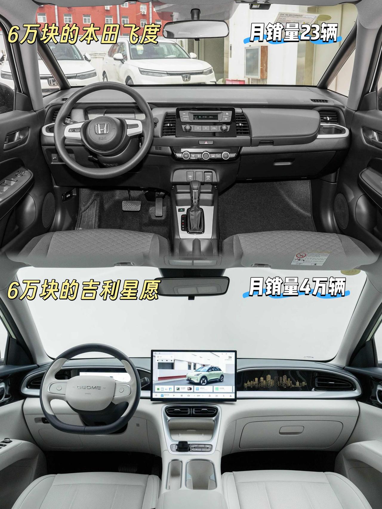 6万块的本田飞度月销量23辆6万块的吉利星愿月销量4万辆一张图就说明了问题