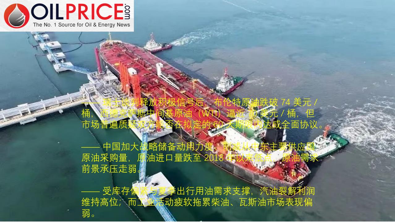 中国原油进口量跌至2018年以来最低水平油价短期仍受消息面主导，走势随美