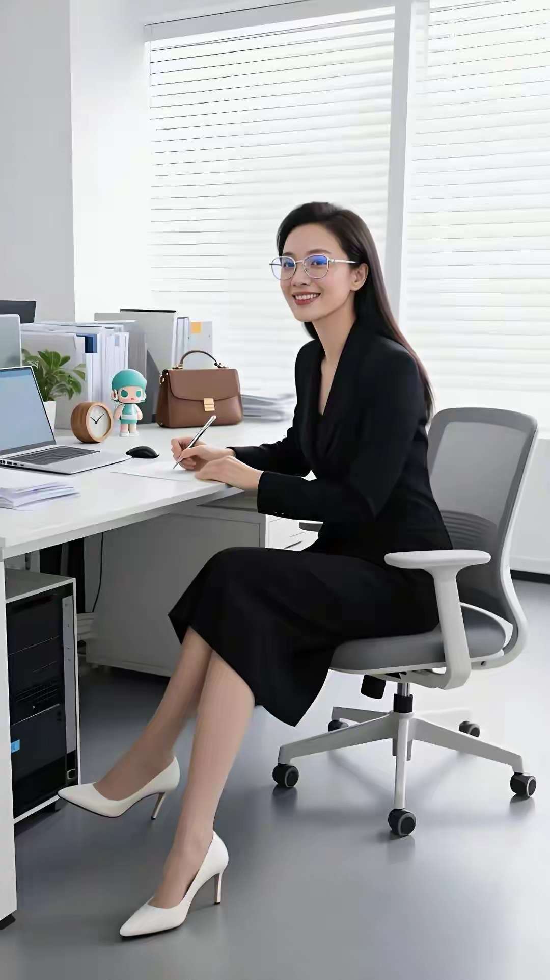 办公室新来的文员，笑起来真好看