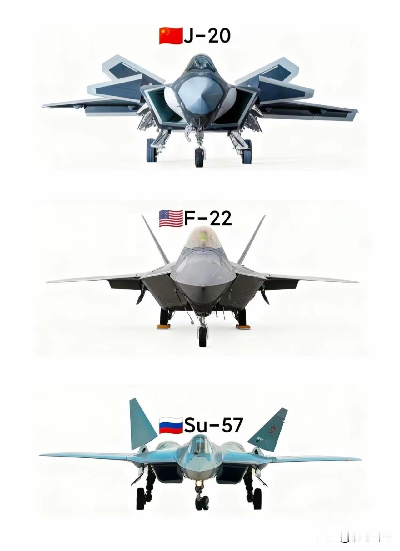 中美俄五代机正面对比，哪个最好看？中美战机对比五代机排行军事军迷发烧友