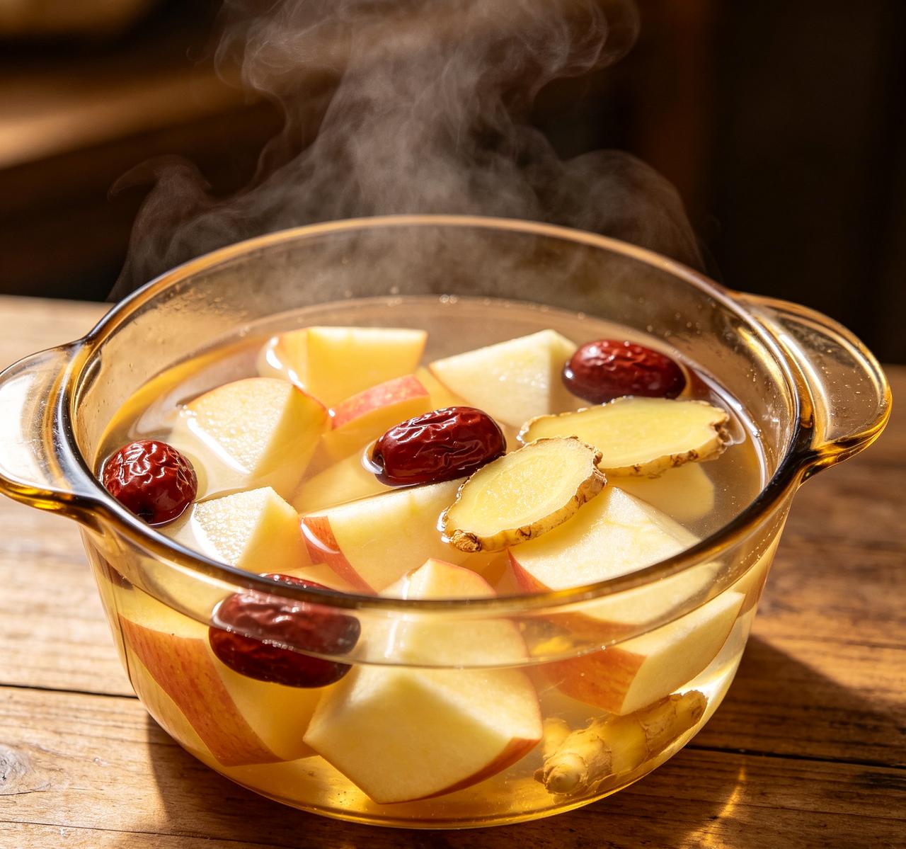 我坚持喝苹果红枣姜枣水3个月，手脚不凉了，气色亮了，连早起浮肿都消了！以